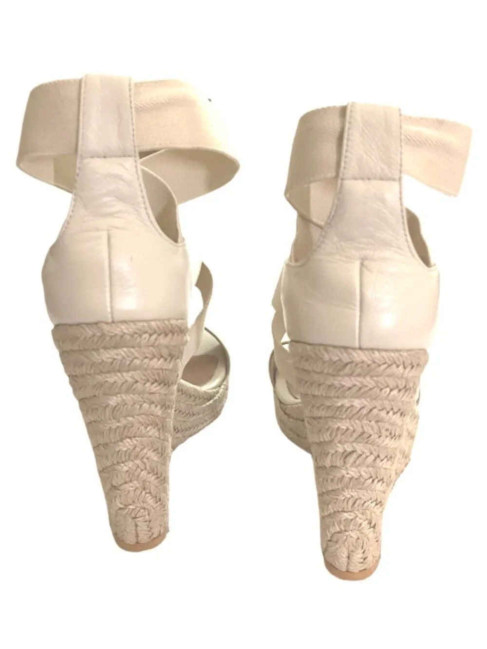 Jean-Michel Cazabat “Fella” Beige Wedge Sandals Espadrille Jute Soles Size 8